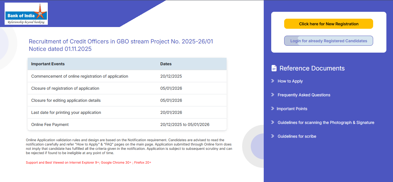 Bank Of India Credit Officer Bharti 2026