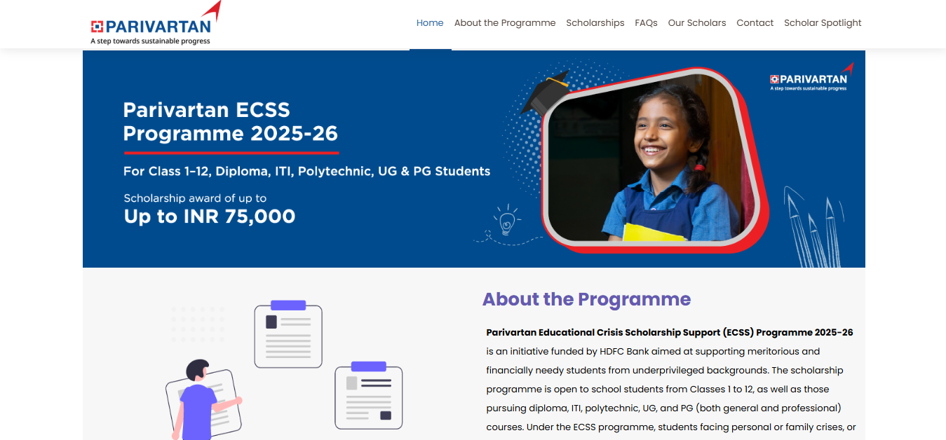 HDFC Bank Parivartan ECS Scholarship 2026