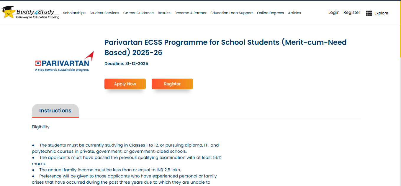 HDFC Bank Parivartan ECS Scholarship 2026